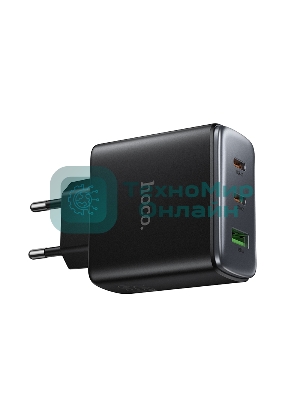 Зарядное устройство Hoco 65Вт, 3.25А, QC3.0/PD, 1xUSB, 2xType-C, C160A, черный, коробка