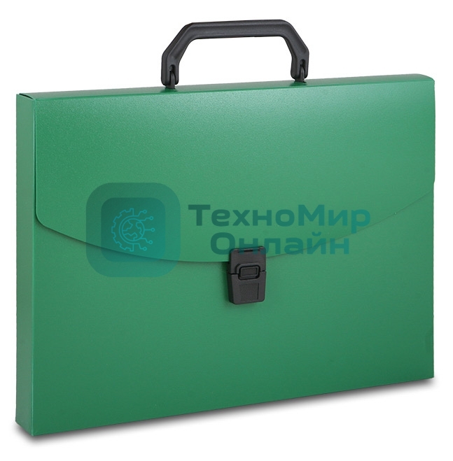 Папка-портфель Бюрократ -BPP01GRN 1 отдел. A4 пластик 0.7мм зеленый