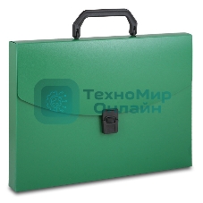 Папка-портфель Бюрократ -BPP01GRN 1 отдел. A4 пластик 0.7мм зеленый