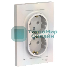 Розетка 2-м AtlasDesign с заземл. 16А в сборе жемчуг SchE ATN000424