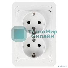Розетка Makel 2-м СП Mimoza 16А IP20 с заземл. бел./бел.
