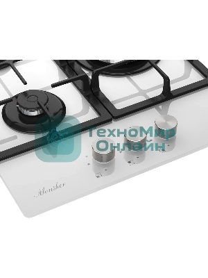 Варочная поверхность Monsher MGG 43 Blanc, газ, High-Tech, 45 см, автоматический электроподжиг, газ-контроль, форсунки под сжиженый газ, SABAF конфорки, чугунные решетки, белый