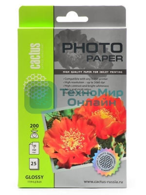 Фотобумага Cactus CS-GA620025 глянцевая A6 200 г/м2 25 листов
