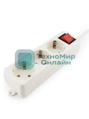 Сетевой фильтр Гарнизон ELB-G3-W-5, 3 евророзетки с выключателем и заземлением, допустимый ток 16А, длина 5 м.