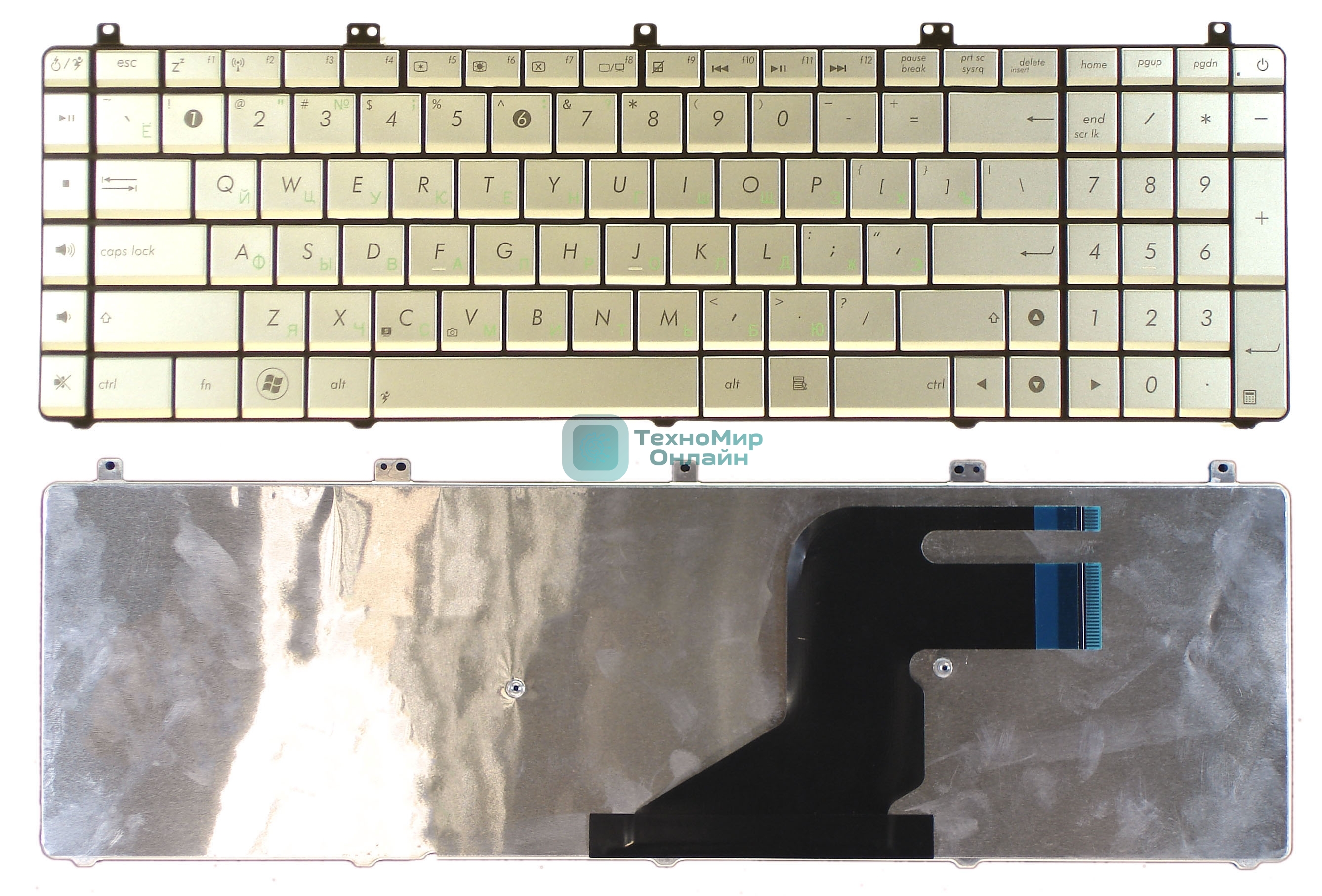 Клавиатура для ноутбука Asus N55 N55S N75 N75S серебристая