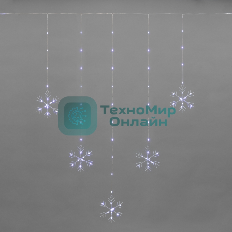 Гирлянда Neon-night светодиодный занавес из росы с фигурами снежинок IP20 USB + пульт управления бел.