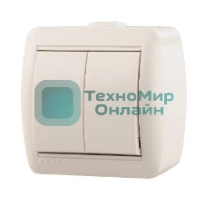 Выключатель 2-кл. ОП Ната 10А IP20 белый LEZARD 710-0200-101