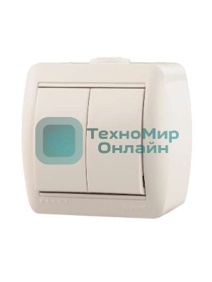Выключатель 2-кл. ОП Ната 10А IP20 белый LEZARD 710-0200-101