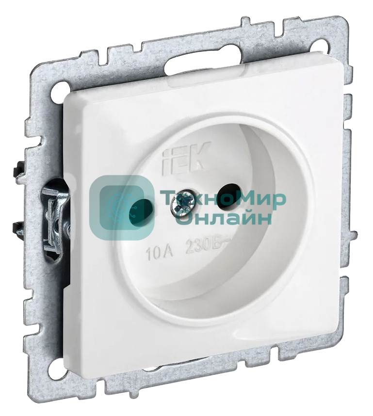 Розетка BRITE РС10-1-0-БрБ 10А без заземл. без защ. шторок белый IEK BR-R10-10-K01