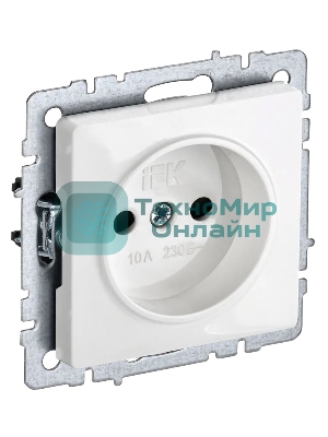 Розетка BRITE РС10-1-0-БрБ 10А без заземл. без защ. шторок белый IEK BR-R10-10-K01