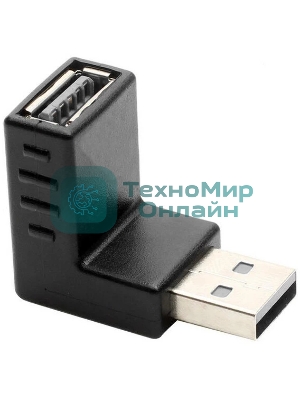 Переходник Greenconnect GCR-53494 USB 2.0 AM/AF, угловой, вниз