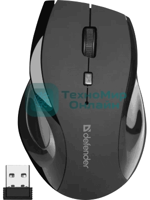 Мышь беспроводная Defender Accura MM-295 черный, 1600 dpi, радиоканал, USB, кнопки - 6