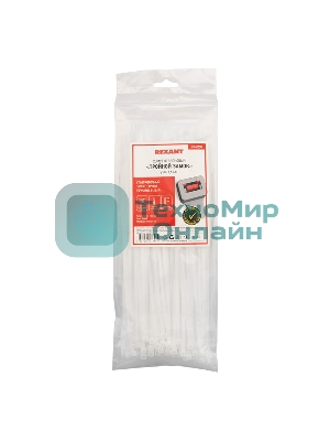 Хомут-стяжкa нейлоновая с тройным замком Rexant 250x3,6 мм, белая, упаковка 100 шт.