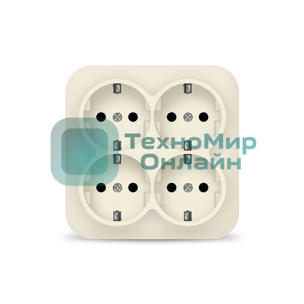 Розетка 4-м ОП 16А IP20 с заземл. сл. кость квадрат IONICH 1454