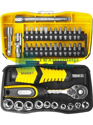 Биты и торцовые головки с трещоткой и воротком 39шт STAYER PROFI 25135-H39