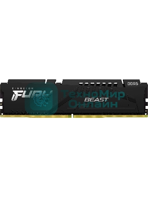Оперативная память Kingston Fury Beast, DDR5, 32GB (1x32GB), 5200MHz, CL40, DIMM, радиатор, черный