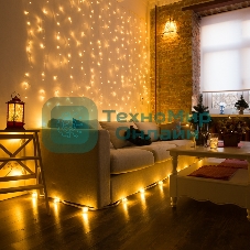 Гирлянда Светодиодный Дождь 1,5х1,5 м, свечение с динамикой, прозрачный провод, 230 В, диоды теплый белый