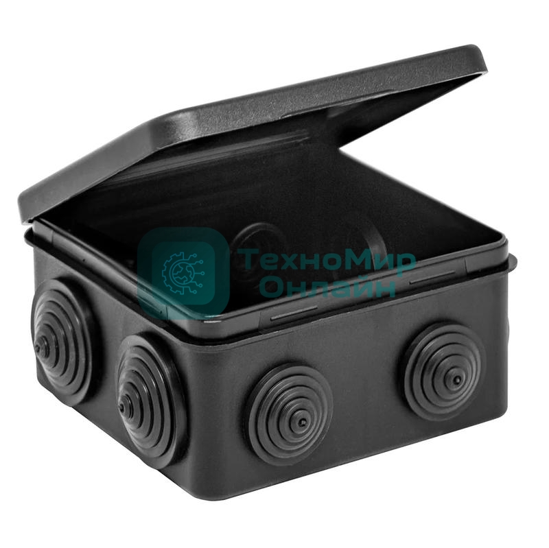 Коробка распределительная ОП 100х100х50мм (откид. крышка)УХЛ1 IP54 черный Ruvinil 67045Ч