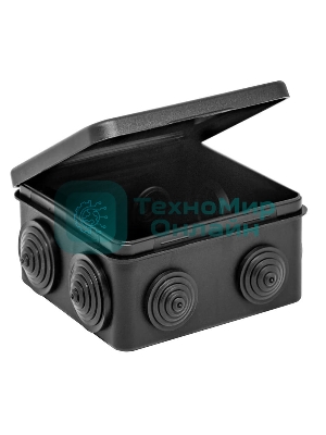 Коробка распределительная ОП 100х100х50мм (откид. крышка)УХЛ1 IP54 черный Ruvinil 67045Ч