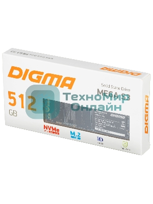 Накопитель SSD Digma Mega S3 DGSM3512GS33T, 512Gb, PCIe 3.0 x4, M.2 2280, NVMe, R/W 2080/1700