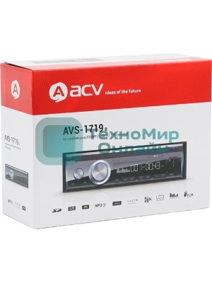 Автомагнитола ACV AVS-1719B, 1 DIN, Bluetooth, USB Type-A, AUX
