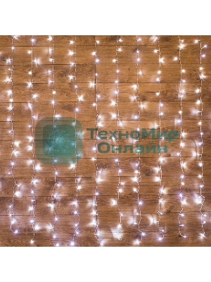 Гирлянда Светодиодный Дождь 1,5х1,5 м, свечение с динамикой, прозрачный провод, 230 В, диоды белые