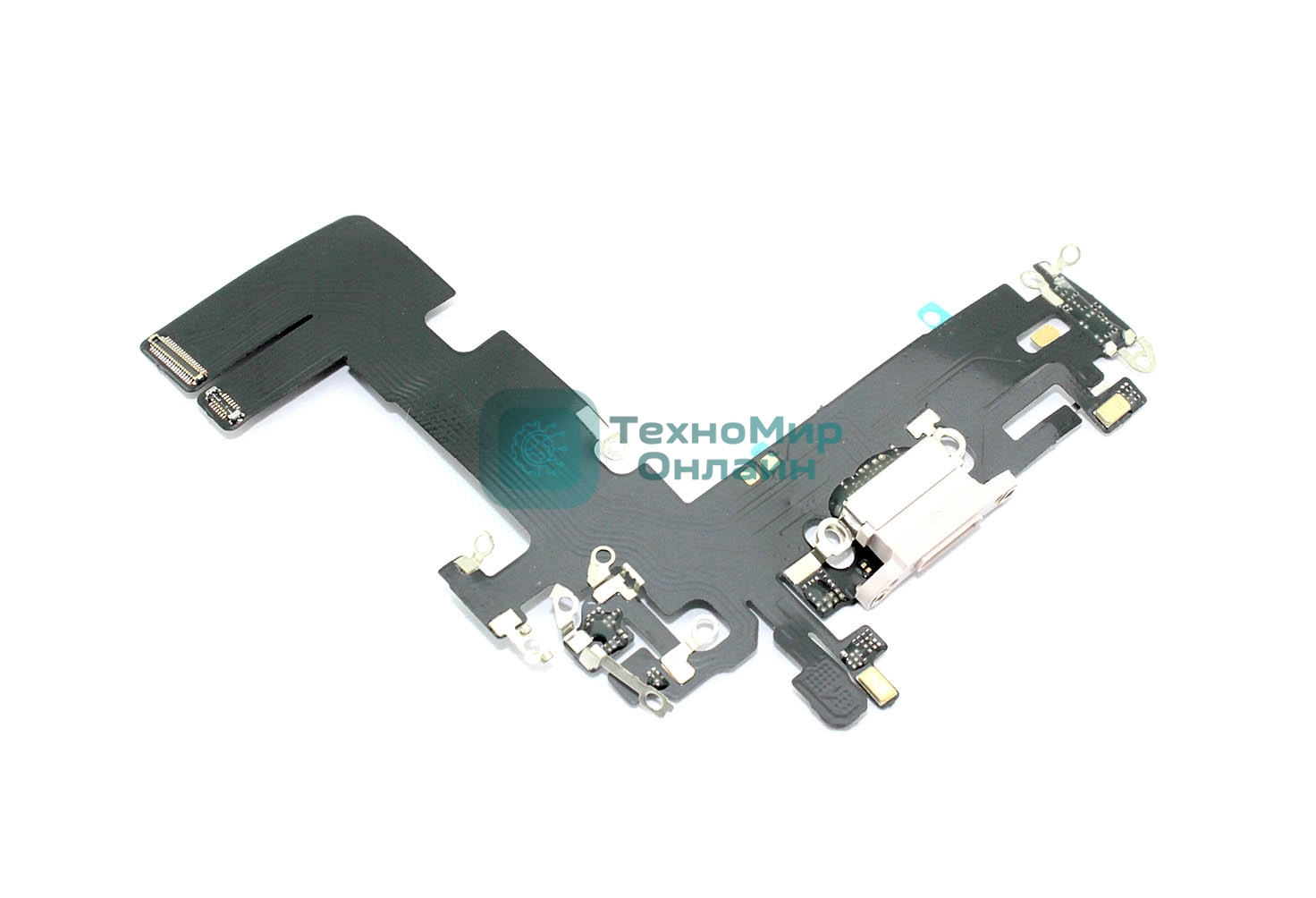 Шлейф с разъемом зарядки и микрофоном для Apple iPhone 13 розовый