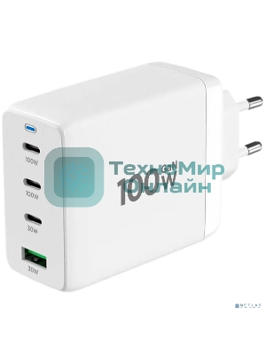 Зарядное устройство Cablexpert MP3A-PC-66 100Вт GaN, 5A, QC5.0/PD, 3xType-C, 1xUSB, белый, коробка