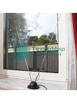 ТВ антенна комнатная Rexant телескопическая на подставке 