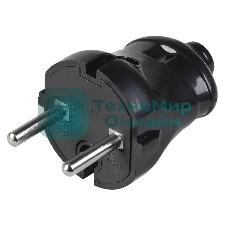 Вилка прямая ВПп20-02-Ст разборная без заземл. контакта 6А черный IEK EVP20-06-01-K02