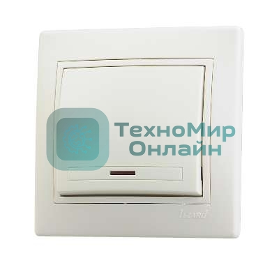 Выключатель 1-кл. СП Мира 10А IP20 с подсветкой крем./крем. LEZARD 701-0303-111