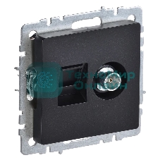 Розетка телевизионная двойная IEK BRITE TV+RJ45 кат.5E РТВ/РК12-БрЧ черный