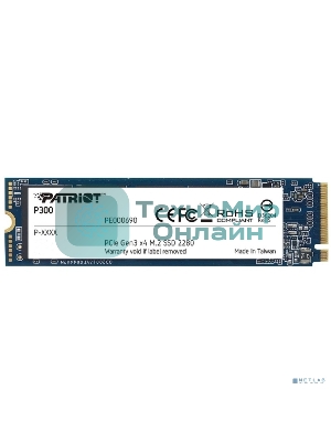 Накопитель SSD Patriot P300, 1000Gb, PCIe 3.0 x4, M.2 2280, NVMe, R/W 2100/1650