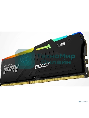 Оперативная память Kingston Fury Beast RGB, DDR5, 64GB (2x32GB), 5600 MHz, CL36, с радиатором, RGB, черный