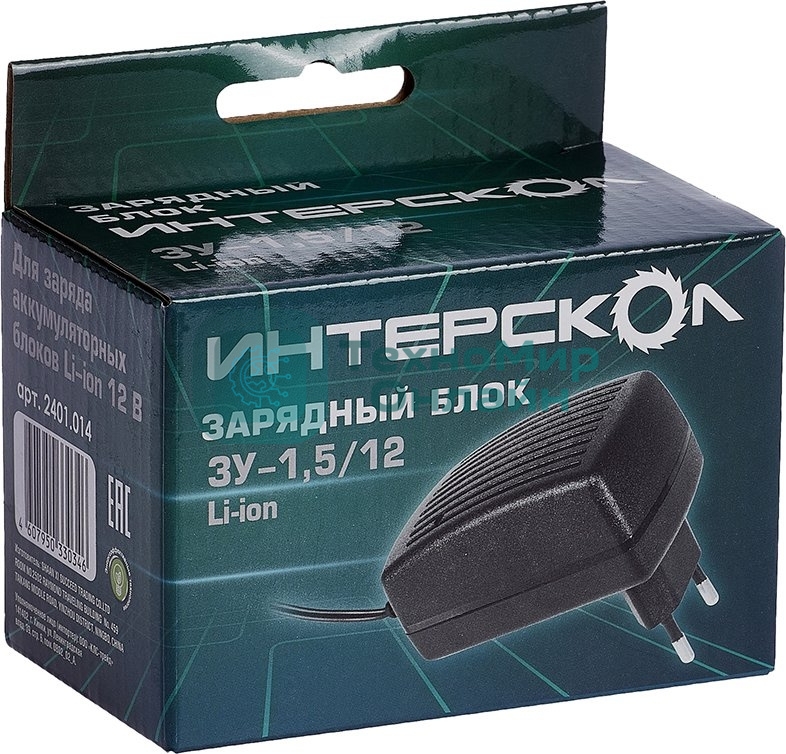 Зарядное устройство 1,5/12 с инд. для аккум. блока 1,5А/ч, 12В, Li-ion Интерскол