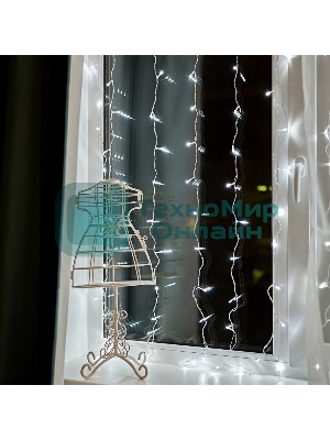 Гирлянда Светодиодный Дождь 1,5х1,5 м, свечение с динамикой, прозрачный провод, 230 В, диоды белые
