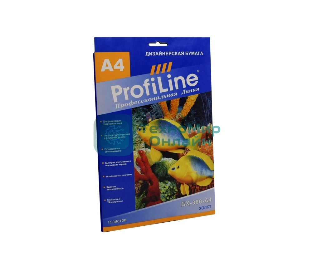 БХ-380-А4-10 ХОЛСТ на основе хлопка ProfiLine 380г/м2, А4, 10л, 1440 dpi