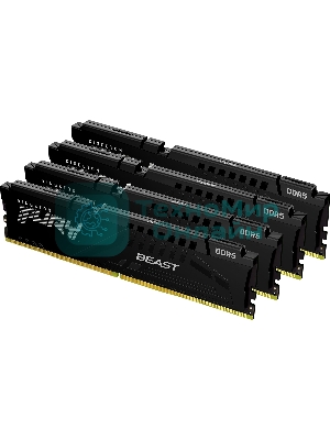 Оперативная память Kingston Fury Beast, DDR5, 128Gb (4x32Gb), 5200MHz, CL40, DIMM, радиатор, черный