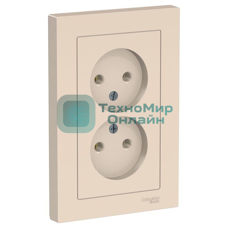 Розетка 2-м ATLAS DESIGN без заземл. 16А в сборе беж. SchE ATN000220