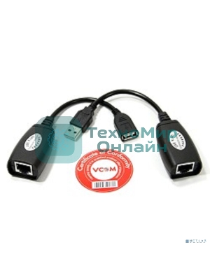 Кабель AM/AF удлинитель USB по витой паре VCOM (AM/RJ45-RJ45/AF) до 45m CU824