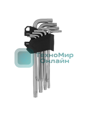 Набор ключей имбусовых Torx-Tempered Сибртех TT10-50, CrV, 9 шт., удлиненные