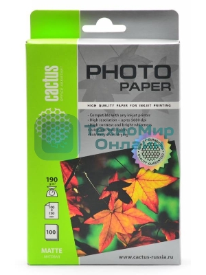 Фотобумага Cactus CS-MA6190100 матовая A6 190 г/м2 100 листов