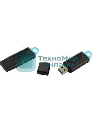 Флешка USB Kingston DataTraveler Exodia (DTX/64GB), 64Gb, USB 3.2 Gen 1, R/W 200/60, черный/бирюзовый