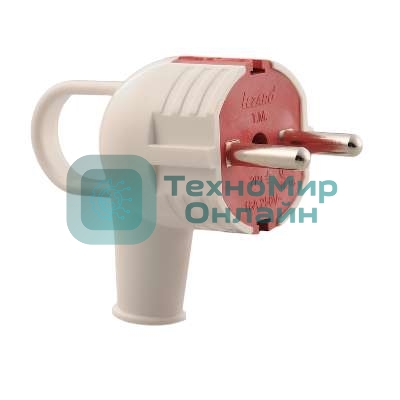 Вилка электрич. с ручкой с заземл. бел/красн. Lezard 715-0201-602