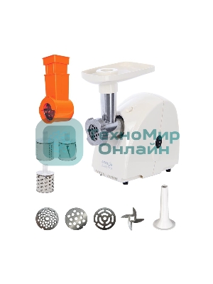 Мясорубка электрическая Аксион М31.03 белый, 1500 Вт, 1.7 кг/мин, реверс, защита от перегрузки, насадки - 4