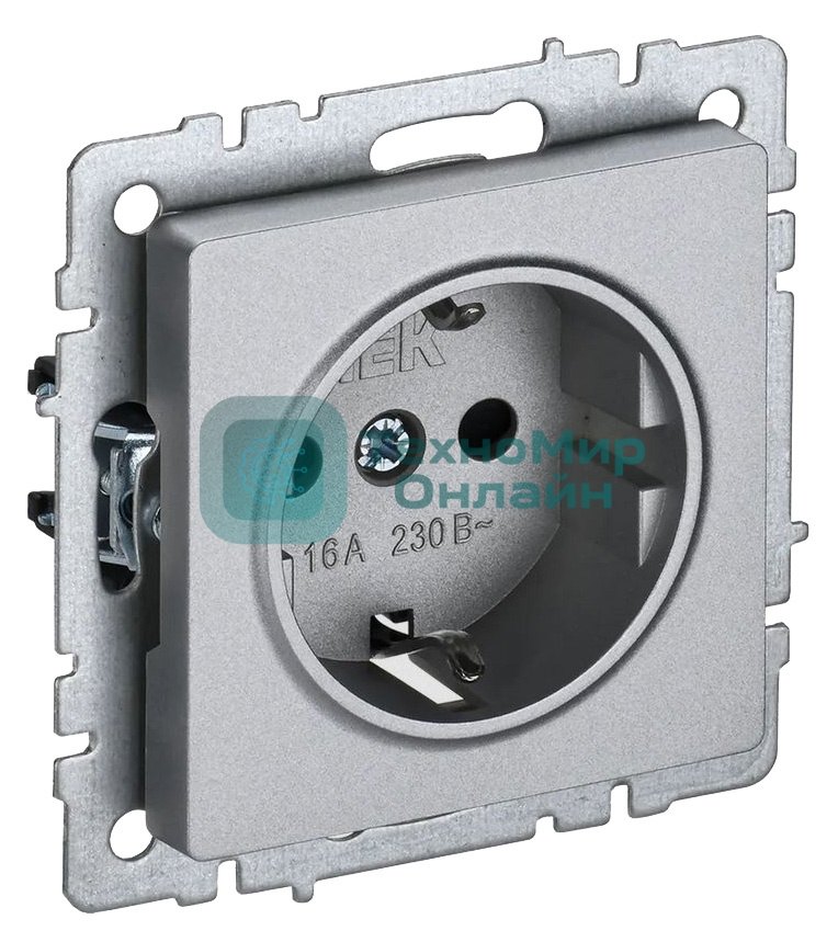Розетка BRITE РС11-1-0-БрА 16А с заземл. без защ. шторки алюм. IEK BR-R11-16-K47