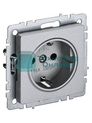 Розетка BRITE РС11-1-0-БрА 16А с заземл. без защ. шторки алюм. IEK BR-R11-16-K47