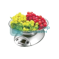 Весы кухонные Centek CT-2451 электронные, чаша, пластик, 5кг серебро/черный