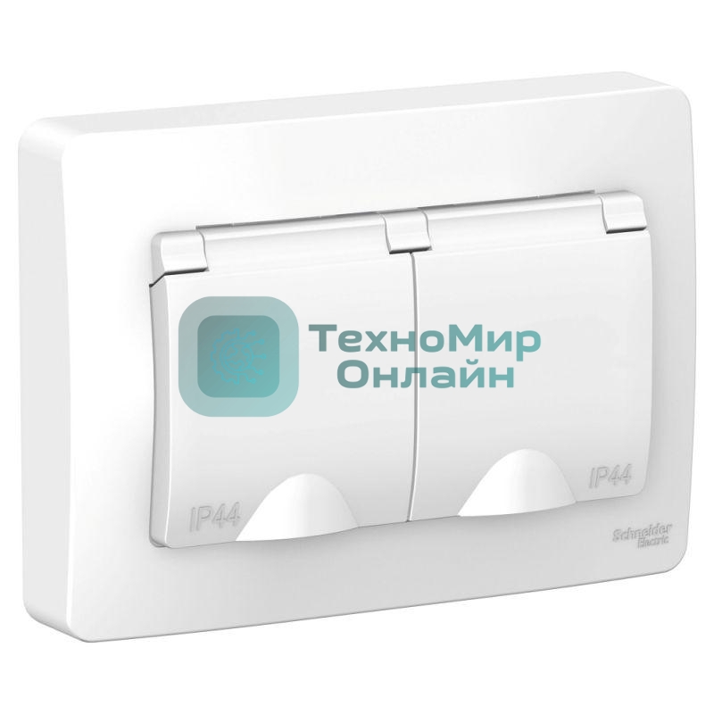 Розетка 2-м СП Blanca 16А 250В с защ. крышкой защ. шторки с заземл. IP44 бел. SchE BLNRS441121