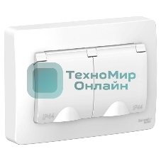 Розетка 2-м СП Blanca 16А 250В с защ. крышкой защ. шторки с заземл. IP44 бел. SchE BLNRS441121